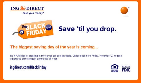 Post image for The Black Friday Sale At ING Direct