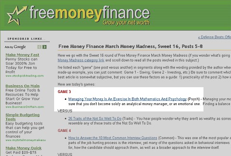 Post image for Please Vote For Me In The Free Money Finance March Madness Sweet Sixteen
