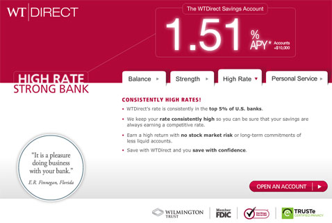 Post image for WT Direct Bank (Wilmington Trust) Review: Online High Yield Savings Account